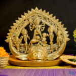 Dhokra Craft Durga Family on Bull Head - Authentic Hand crafted Dhokra (Brass, Metal, Livingroom, Showpiece, Gift, Decor, Home Decor)