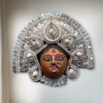 Durga Chhau Mask Authentic Silver Tribal Face Large–Purulia Chhau Dance- Handmade Decorative Showpiece Wall Hanging (Paper Pulp, Livingroom, Showpiece, Gift, Decor, Home Decor)