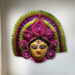 Durga Chhau Mask Authentic Pink Green Large–Purulia Chhau Dance- Handmade Decorative Showpiece Wall Hanging (Paper Pulp, Livingroom, Showpiece, Gift, Decor, Home Decor)