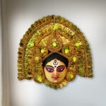 Durga Chhau Mask Authentic Golden Medium–Purulia Chhau Dance- Handmade Decorative Showpiece Wall Hanging (Paper Pulp, Livingroom, Showpiece, Gift, Decor, Home Decor)