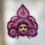 Premium Durga Chhau Mask Authentic Pink Silver Pink Face–Purulia Chhau Dance- Handmade Decorative Showpiece Wall Hanging (Paper Pulp, Livingroom, Showpiece, Gift, Decor, Home Decor)