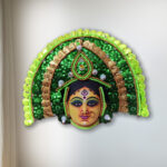 Durga Chhau Mask Authentic Green Golden Small–Purulia Chhau Dance- Handmade Decorative Showpiece Wall Hanging (Paper Pulp, Livingroom, Showpiece, Gift, Decor, Home Decor)