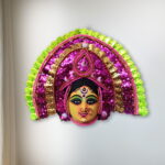 Durga Chhau Mask Authentic Pink Golden Small–Purulia Chhau Dance- Handmade Decorative Showpiece Wall Hanging (Paper Pulp, Livingroom, Showpiece, Gift, Decor, Home Decor)