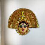 Durga Chhau Mask Authentic Golden Small–Purulia Chhau Dance- Handmade Decorative Showpiece Wall Hanging (Paper Pulp, Livingroom, Showpiece, Gift, Decor, Home Decor)