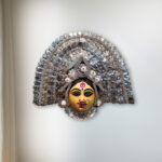 Durga Chhau Mask Authentic Silver Small–Purulia Chhau Dance- Handmade Decorative Showpiece Wall Hanging (Paper Pulp, Livingroom, Showpiece, Gift, Decor, Home Decor)