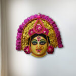 Durga Chhau Mask Authentic Pink Golden XS–Purulia Chhau Dance- Handmade Decorative Showpiece Wall Hanging (Paper Pulp, Livingroom, Showpiece, Gift, Decor, Home Decor)