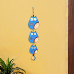 Terracotta Owl Chain Blue- Handmade & Handpainted Decorative Wall Hanging (Garden, Livingroom, Showpiece, Gift, Decor, Home Decor)