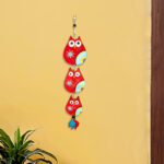 Terracotta Owl Chain Red- Handmade & Handpainted Decorative Wall Hanging (Garden, Livingroom, Showpiece, Gift, Decor, Home Decor)