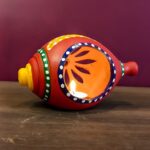 Terracotta Shankh Shaped Tealight Holder Lamp Red- Handmade & Handpainted Decorative Showpiece (Garden, Livingroom, Lighting, Gift, Decor, Home Decor)