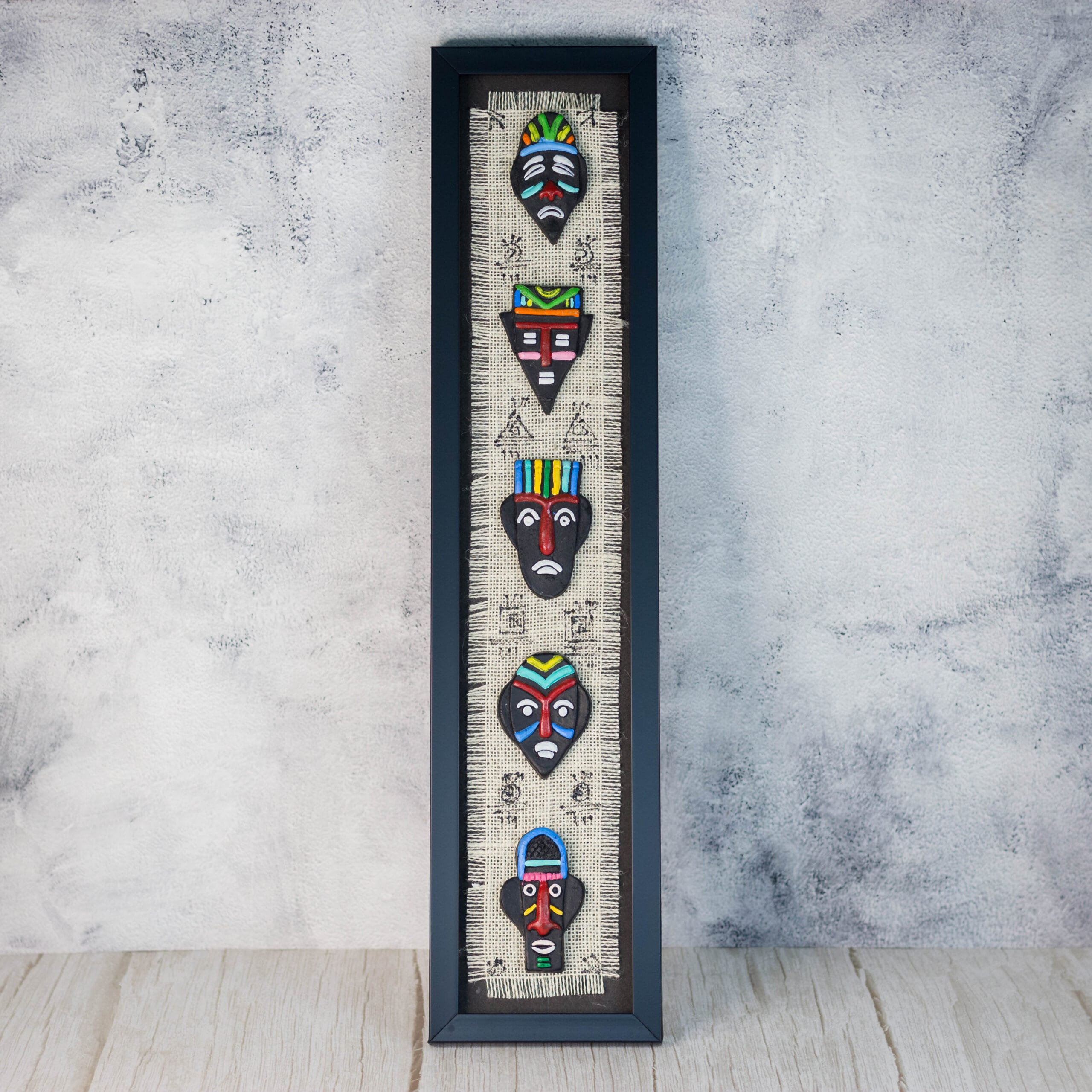 Terracotta Tribal Face Mask Frame, Decorative Wall Hanging
