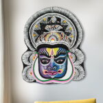 Paper Pulp Kathakali Face Mask, Blue-Violet, 18 inch, Decorative Wall Hanging