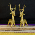 Dhokra Craft Standing Deer Pair Small Size – Authentic Hand crafted Dhokra (Brass, Metal, Livingroom, Showpiece, Gift, Decor, Home Decor)