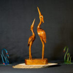 Crane Couple Love Wooden Sculpture- Handcarved Unique Decorative Showpiece (Sonajhuri Wood, Livingroom, Showpiece, Gift, Decor, Home Decor)