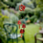 Terracotta Ceramic Coated 3 Bell Om Windchime Red- Handmade Unique Decorative Showpiece (Terracotta, Livingroom, Showpiece, Gift, Decor, Home Decor)