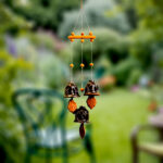 Terracotta Ceramic Coated 3 Bell Stick Windchime Dark Brown- Handmade Unique Decorative Showpiece (Terracotta, Livingroom, Showpiece, Gift, Decor, Home Decor)