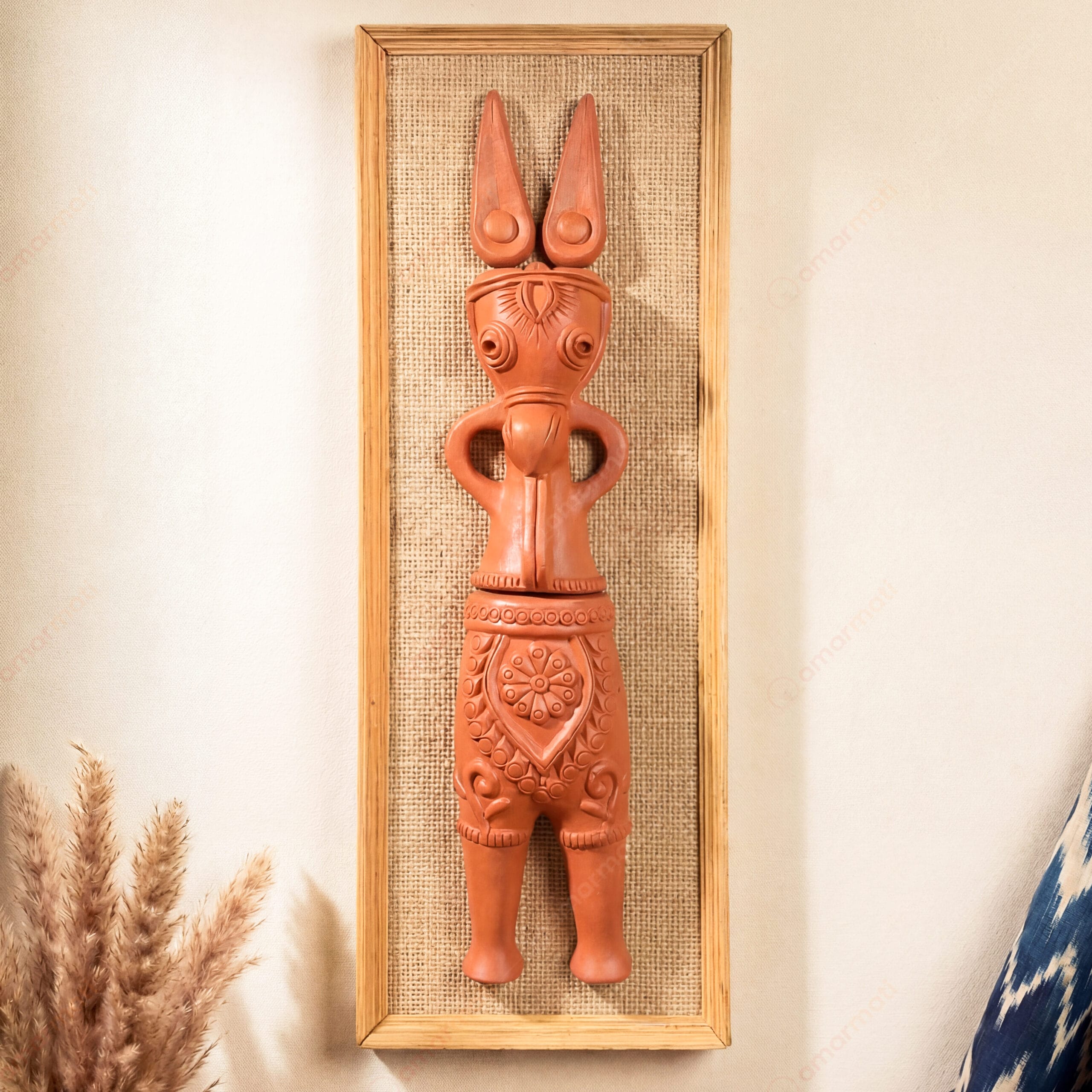 Terracotta Bankura Horse Frame, Jute, Handmade Decorative Wall Hanging