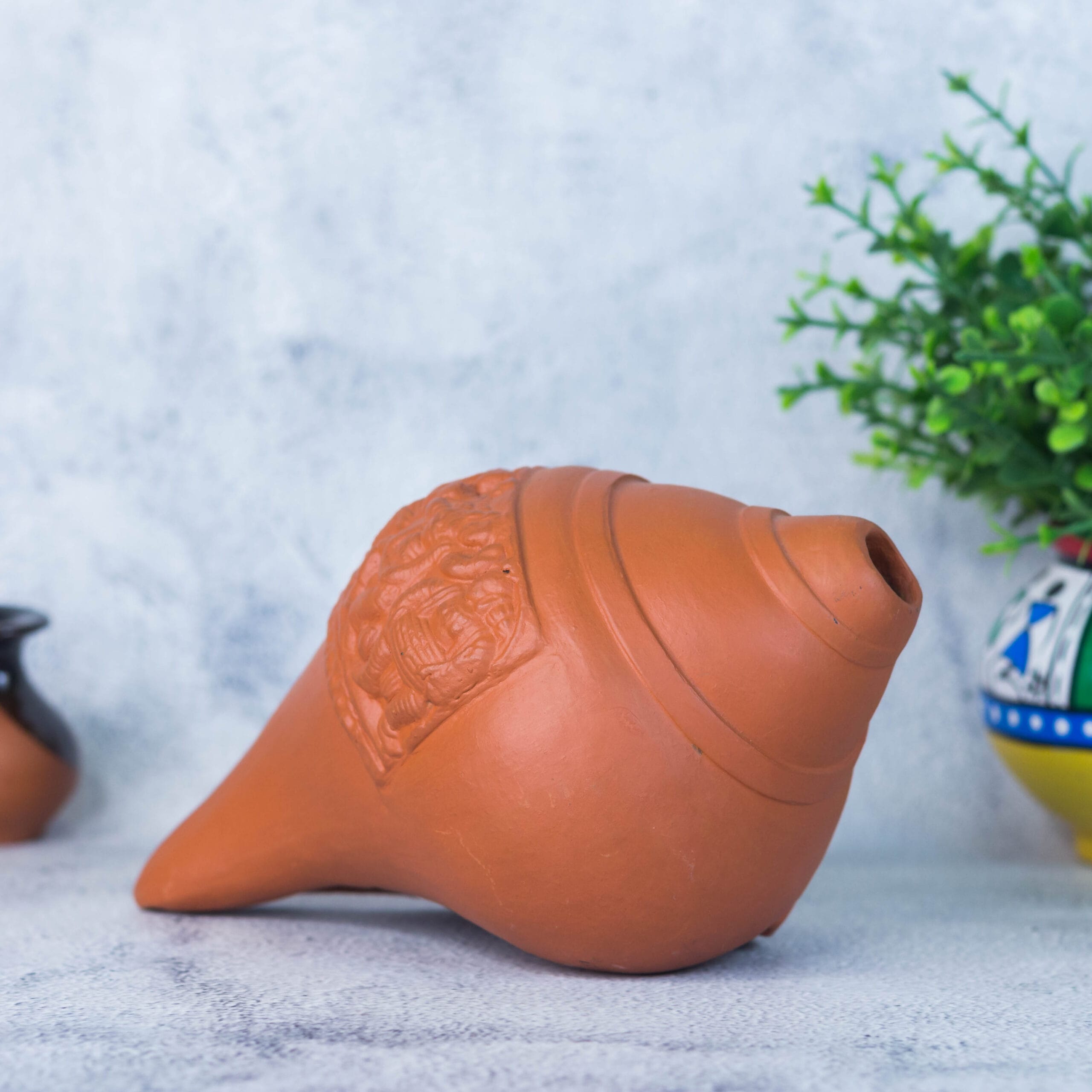 Terracotta Shankha-Handmade, Blowable, Decorative Showpiece