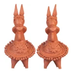 Terracotta Bankura Kathakali Horse Pair Large Premium-Handmade Unique Decorative Showpiece (Baked Clay, Livingroom, Garden, Gift, Decor, Home Decor)