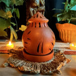 Terracotta Jaali Tealight Holder Temple  Shape-Handmade Unique Decorative Showpiece (Baked Clay, Livingroom, Garden, Gift, Decor, Home Decor)