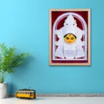 Sholapith Maa Durga Face in Glass Box, Handmade, Clay Face, Red, 14 inch x 10 inch (Indian Cork, Wall Hanging, Livingroom, Puja, Gift, Decor, Home Decor)