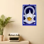 Sholapith Maa Durga Face in Glass Box, Handmade, Clay Face, Blue, 12 inch x 8 inch (Indian Cork, Wall Hanging, Livingroom, Puja, Gift, Decor, Home Decor)