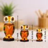 Hand carved wooden owl set - family of 3 hand-painted figurines Sizes Small