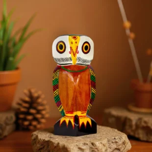 Natungram Handcarved Wooden Owl 9inch - Amarmati